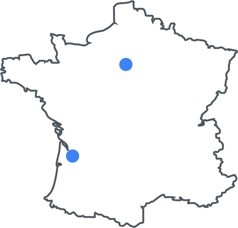 Carte de la France et position géographique des équipes DataFret
